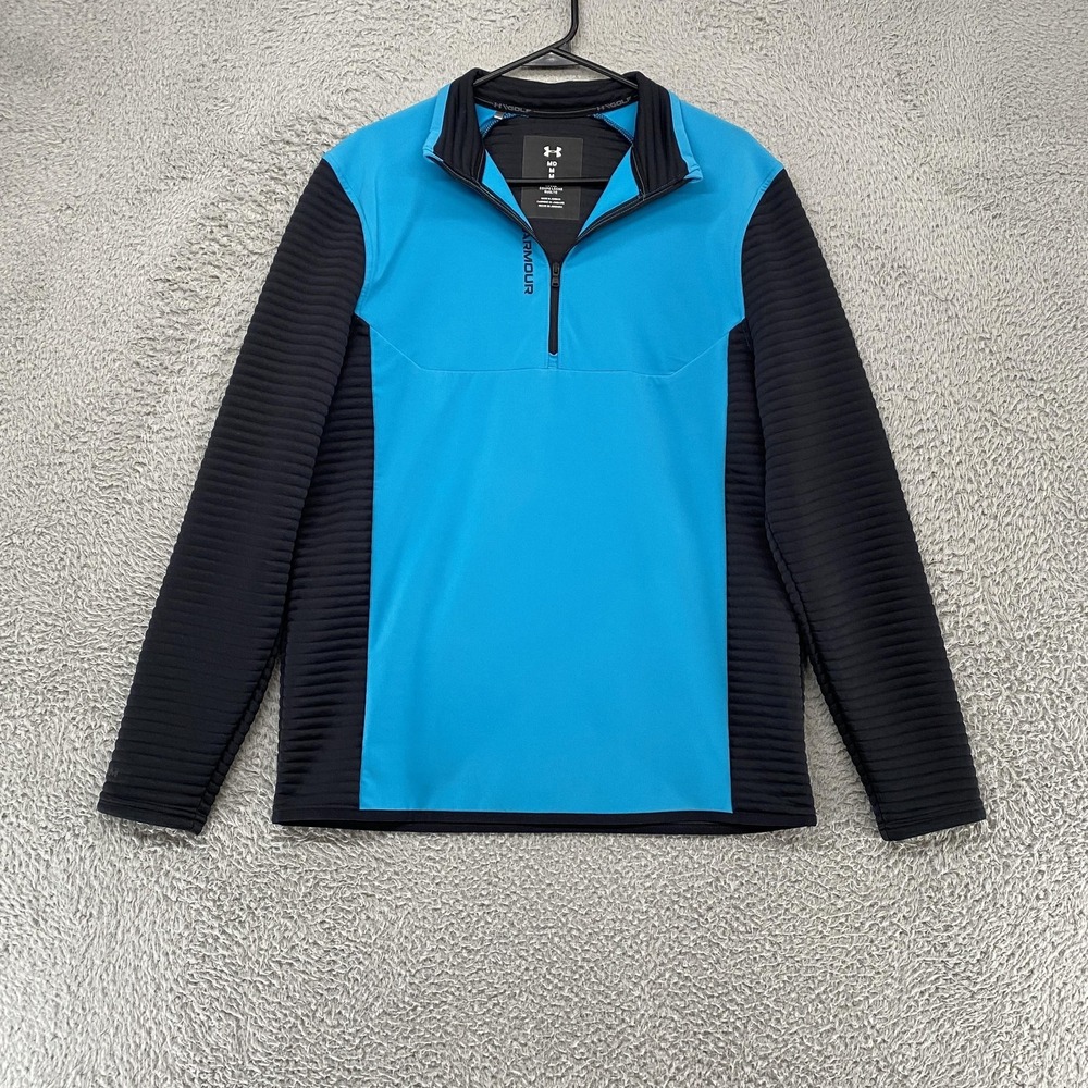 Under Armour Golf Pullover Mens Medium Blue 1/4 Zip Long Sleeve Performance Top